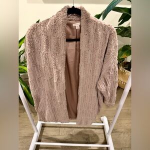 Xhilaration Pink Faux Fur Knee Length Coat, S, Worn Once